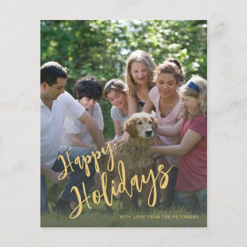 Budget gold Happy Holidays photo Holiday Card Flyer