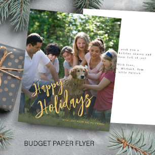 Budget gold Happy Holidays photo Holiday Card Flyer