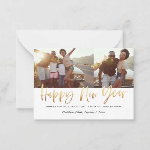 budget gold happy new year multi photo new year note card