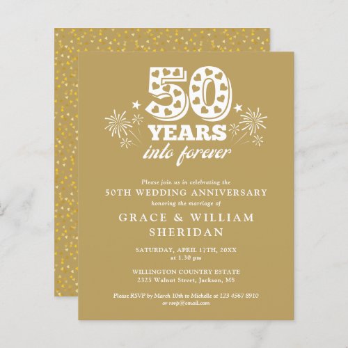 Budget Gold Into Forever 50th Anniversary Invite