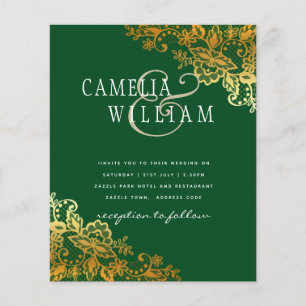 BUDGET Gold Lace Classic Ampersand Wedding Invite Flyer
