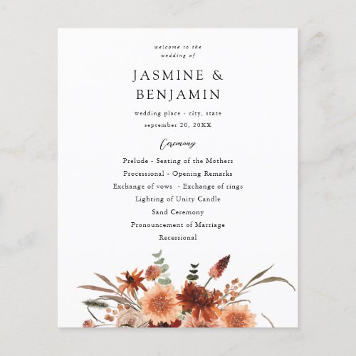 Budget Gold Lined Floral Wedding Ceremony Flyer