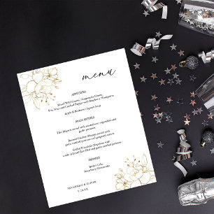 Budget Gold Lined Floral Wedding Ceremony - White Flyer