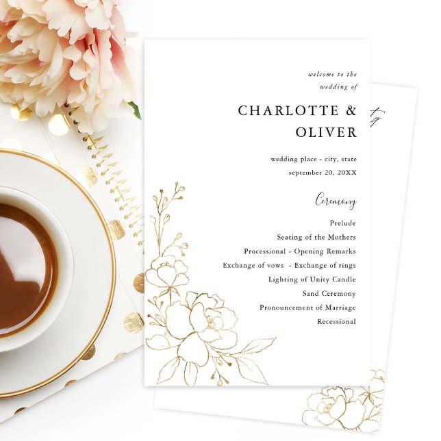 Budget Gold Lined Floral Wedding Program MEDIUM (Creator Uploaded)