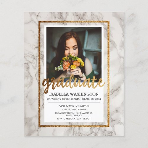 Budget Gold  Marble Photo Graduation Party