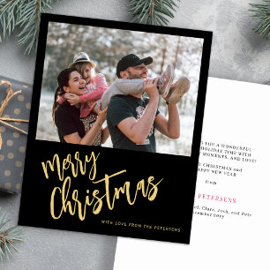 Budget gold Merry Christmas photo Holiday Card