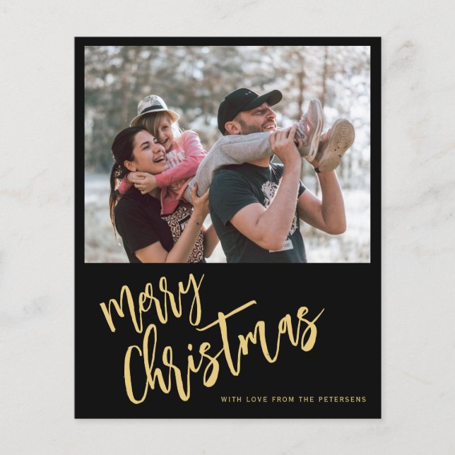 Budget gold Merry Christmas photo Holiday Card Flyer (Front)