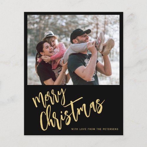 Budget gold Merry Christmas photo Holiday Card Flyer