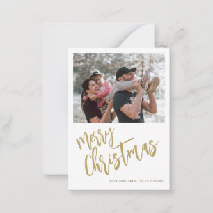 Budget gold Merry Christmas photo Holiday Note Card