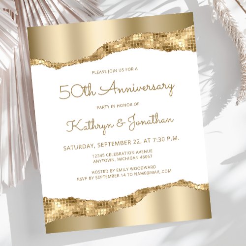 Budget Gold Mirror Foil 50th Anniversary Invite