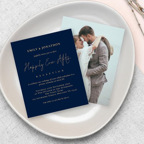 BUDGET Gold Navy Photo Happily Ever After Wedding