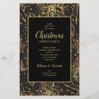 Budget Gold Poinsettias Christmas Invitation Flyer