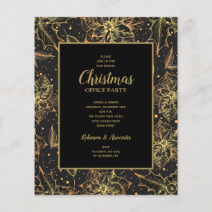 Budget Gold Poinsettias Christmas Invitation Flyer