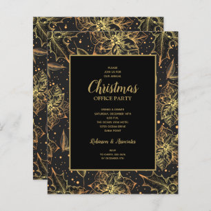 Budget Gold Poinsettias Christmas Invitations