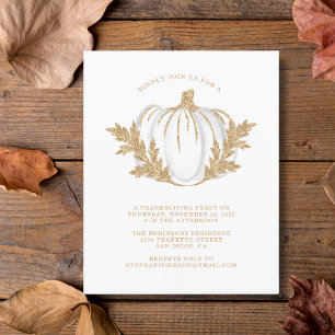 Budget Gold Pumpkin Thanksgiving Dinner Invitation