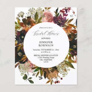 Budget Gold, Purple Blush Pink Bridal Shower Flyer