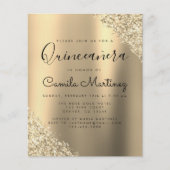 Budget Gold Quinceanera Glitter Party Flyer (Front)