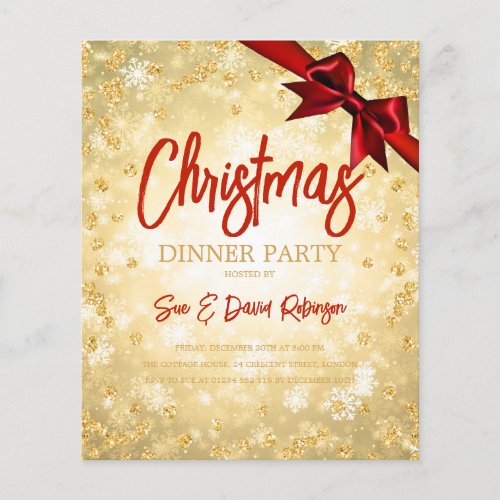 Budget Gold Red Diamonds Glitter Xmas Invite Flyer