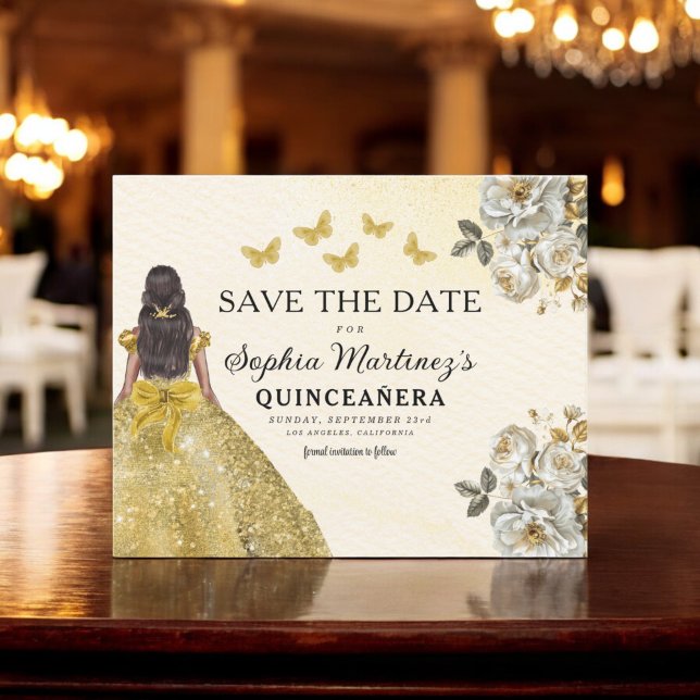 Budget Gold Save the Date Birthday Quinceanera (Creator Uploaded)