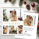 Budget Gold Script 4 Photo Collage Christmas Card<br><div class="desc">Budget Minimalist Elegant Gold Calligraphy 4 Photo Collage Merry Christmas Script Holiday Card. This festive, simple, four (4) photo holiday card template features a pretty photo collage and says „Merry Christmas”! The „Merry Christmas” greeting text is written in a beautiful hand lettered swirly whimsical swash-tail font type in gold on...</div>