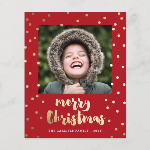 Budget Gold Script Merry Christmas Holiday Card