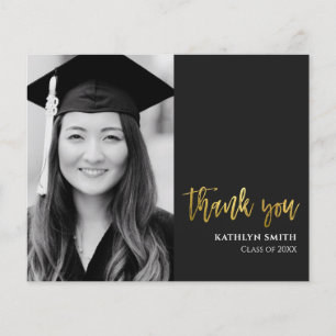 BUDGET Gold Script Modern Photo Grad Thank You Flyer
