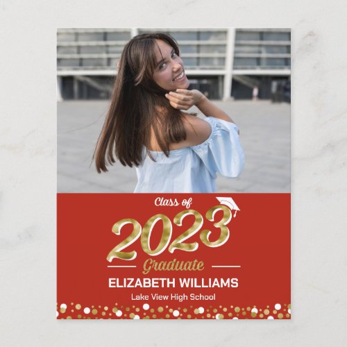 Budget Gold Script Photo Graduation Announcement