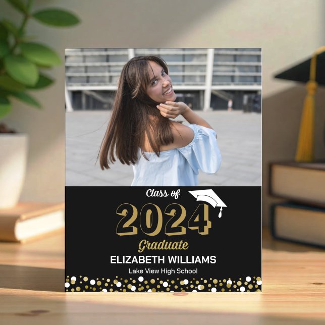 Budget Gold Script Photo Graduation Announcement (Creator Uploaded)