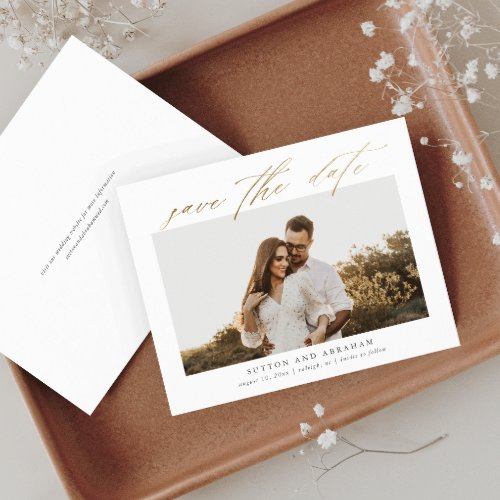 Budget Gold Script Photo Save the Date