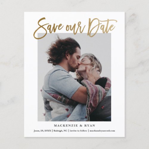 Budget Gold Script Photo Wedding Save The Date