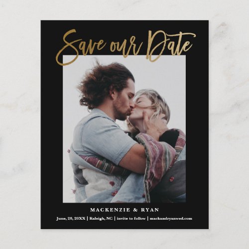 Budget Gold Script Photo Wedding Save The Date