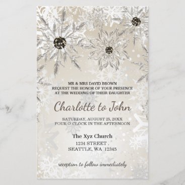 Budget gold snowflakes winter wedding invitation