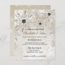 Budget Gold Snowflakes Winter Wedding Invitation