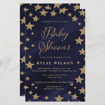 Budget Gold Stars Baby Shower Invitation