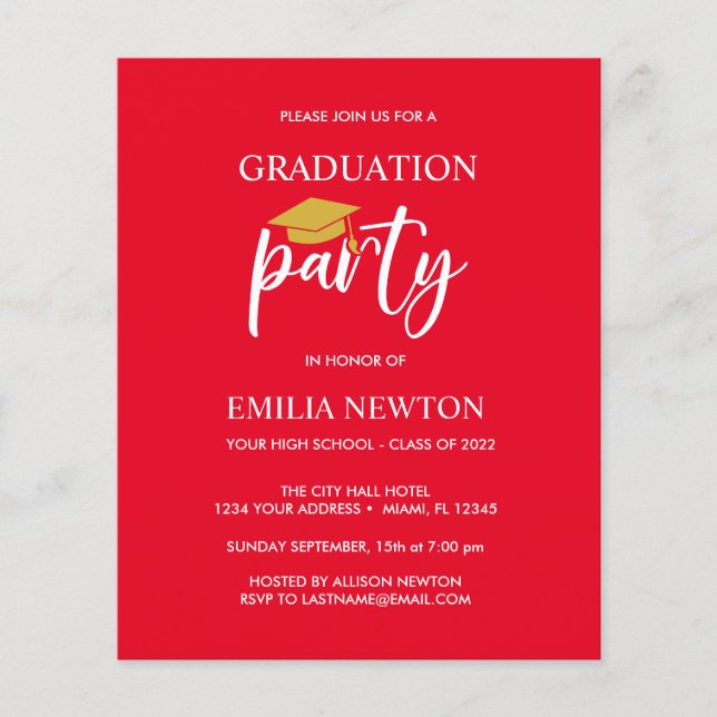 Budget Gold Tassel Graduation Cap red Party (Front)