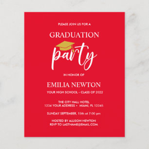 Budget Gold Tassel Graduation Cap red Party