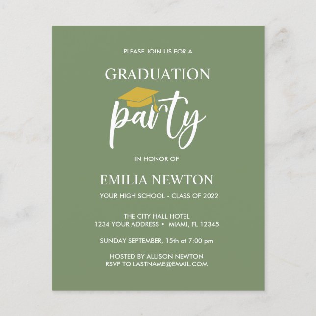 Budget Gold Tassel Graduation Cap Sage Party (Front)