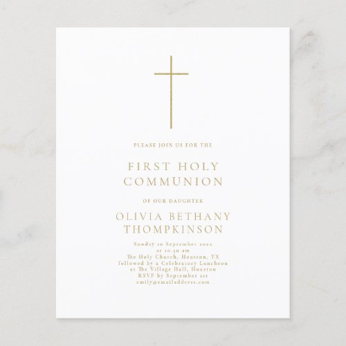 Budget Gold Text Cross First Holy Communion
