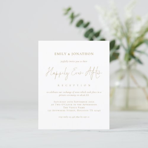 BUDGET Gold Text Happily Ever After Wedding Party