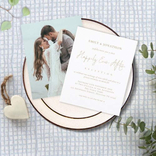 BUDGET Gold Text Photo Happily Ever After Wedding