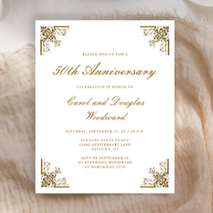 Budget Gold Vintage 50th Anniversary Invitation