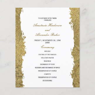 Budget Gold Wedding Program card. Flyer