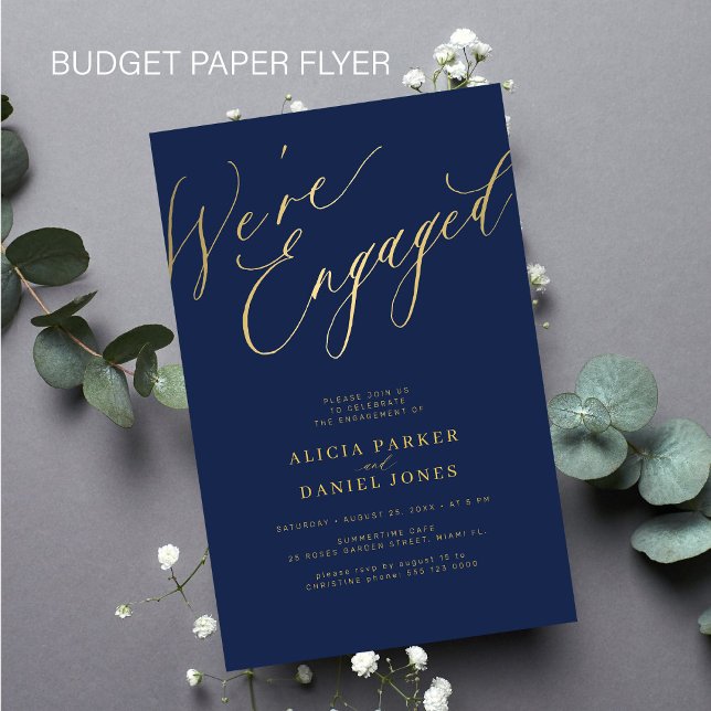 Budget gold We're Engaged engagement party invite Flyer (Creator Uploaded)