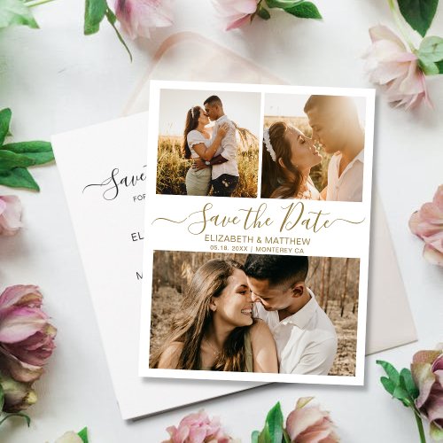 Budget Gold White Photo Save The Date  Flyer