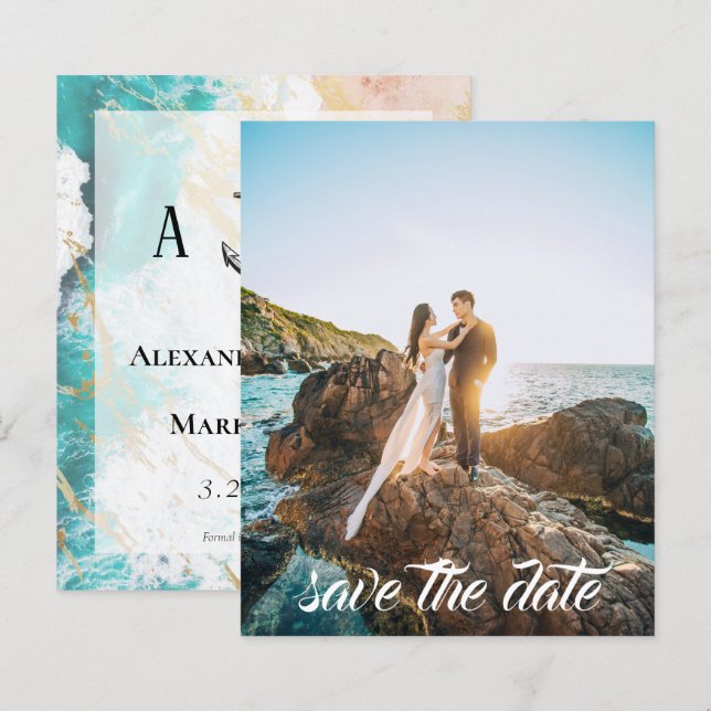 Budget Golden Beach Anchor Photo Save the Date (Front/Back)