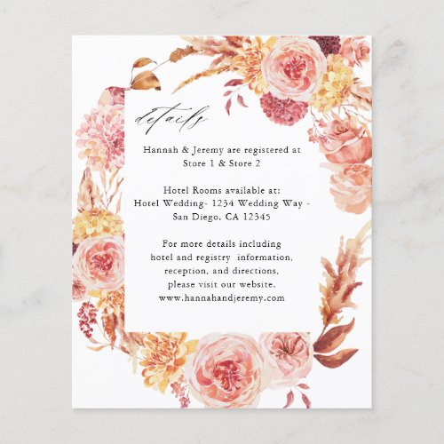 Budget Golden Burgundy  Blush Pink Floral Details Flyer