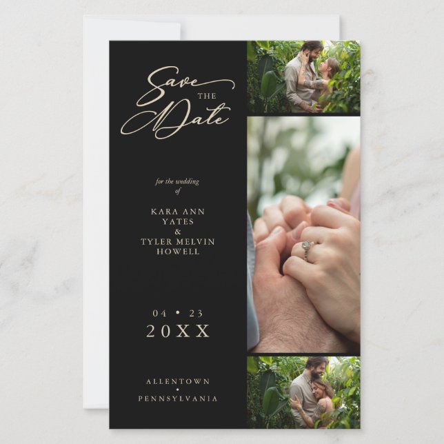 Budget Golden Effect Black Fancy Collage 3 Photos (Front)