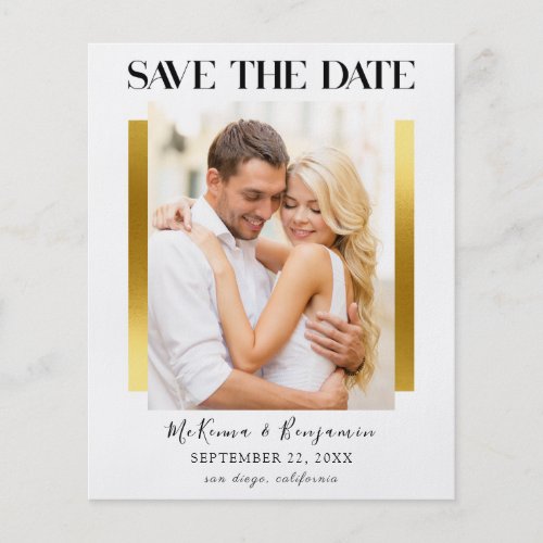 Budget Golden Photo Save the Date Flyer