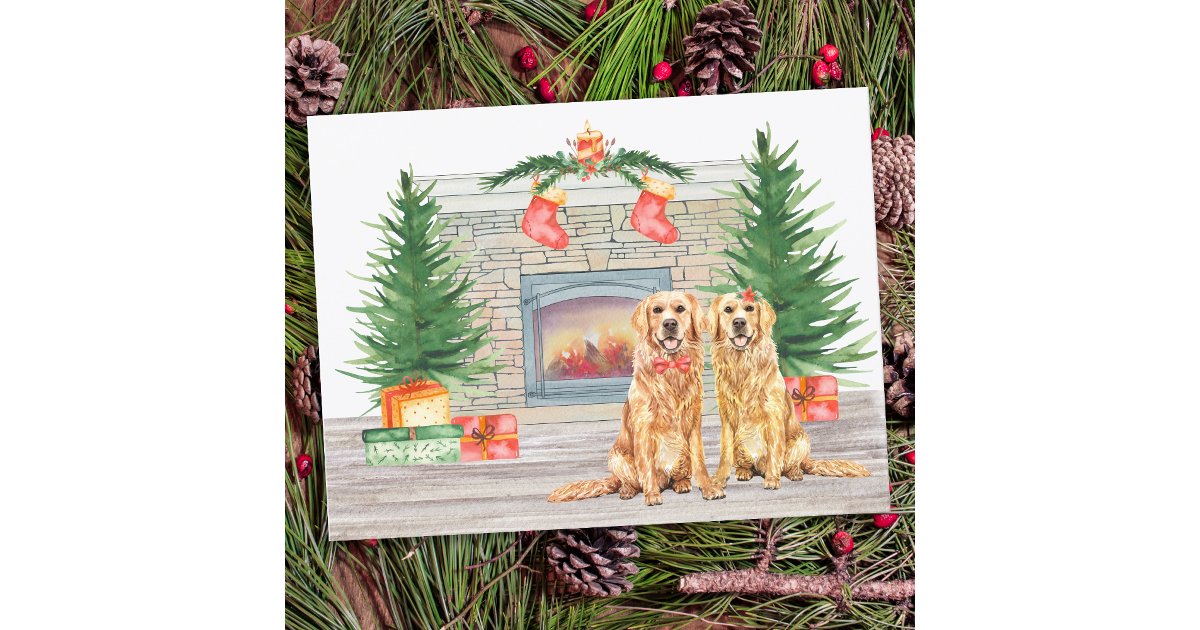 Budget Golden Retriever Christmas Holiday Dog Card | Zazzle