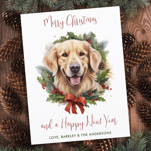 Budget Golden Retriever Dog Merry Christmas Card